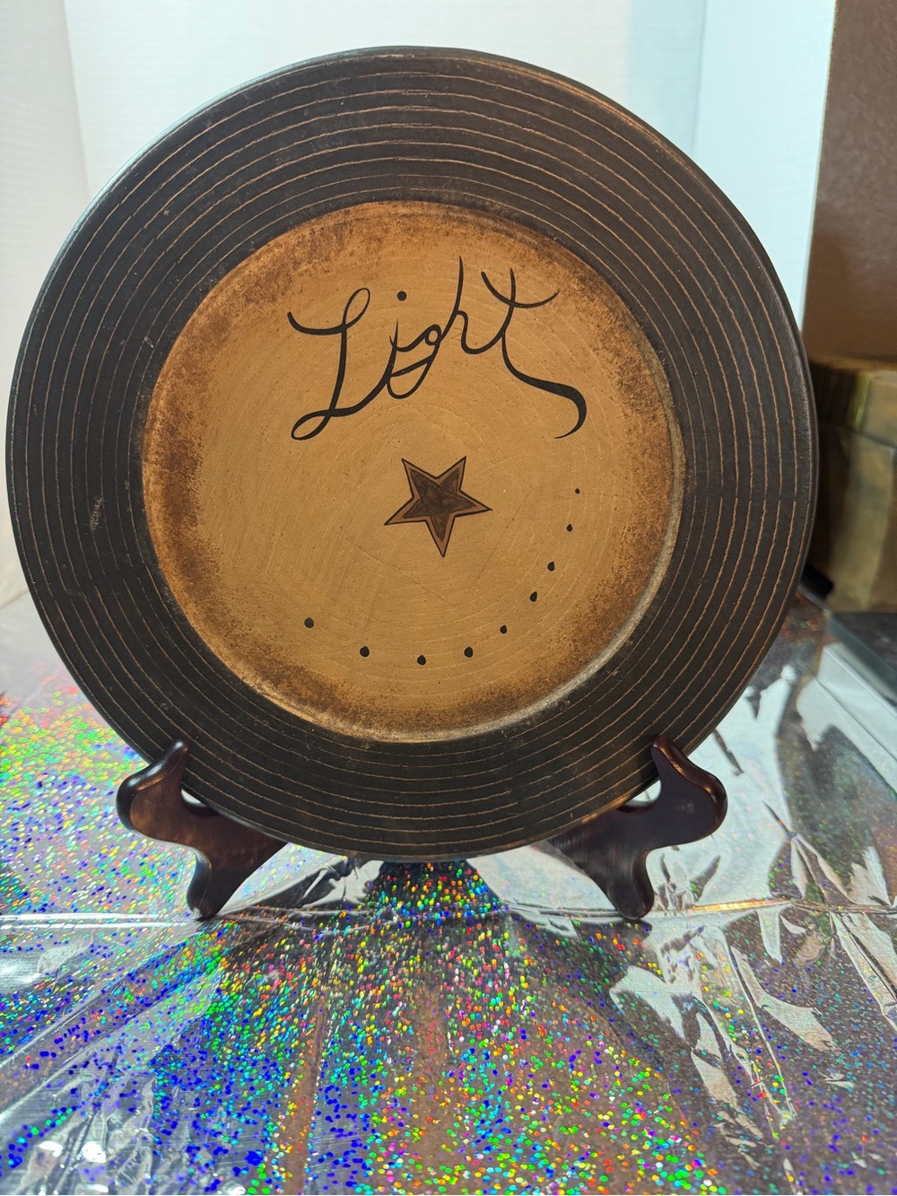 Decorative 'Light' Star Accent Plate - Black & Gold